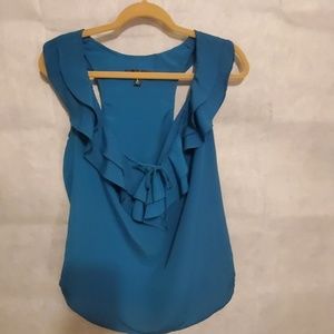 Silk Ruffled Sleeveless Blouse